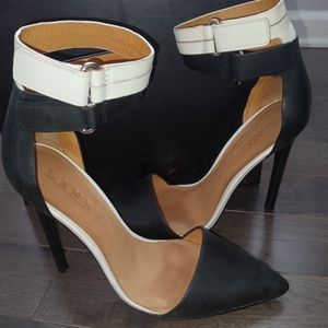 Leather Black and White L.A.M.B heels